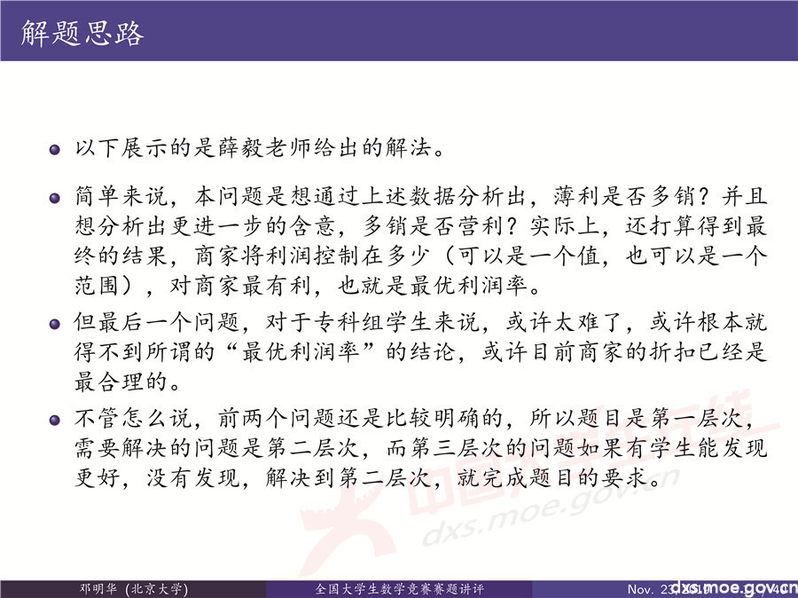 2019全國大學生數學建模競賽講評：“薄利多銷”分析-CUMCM2019E